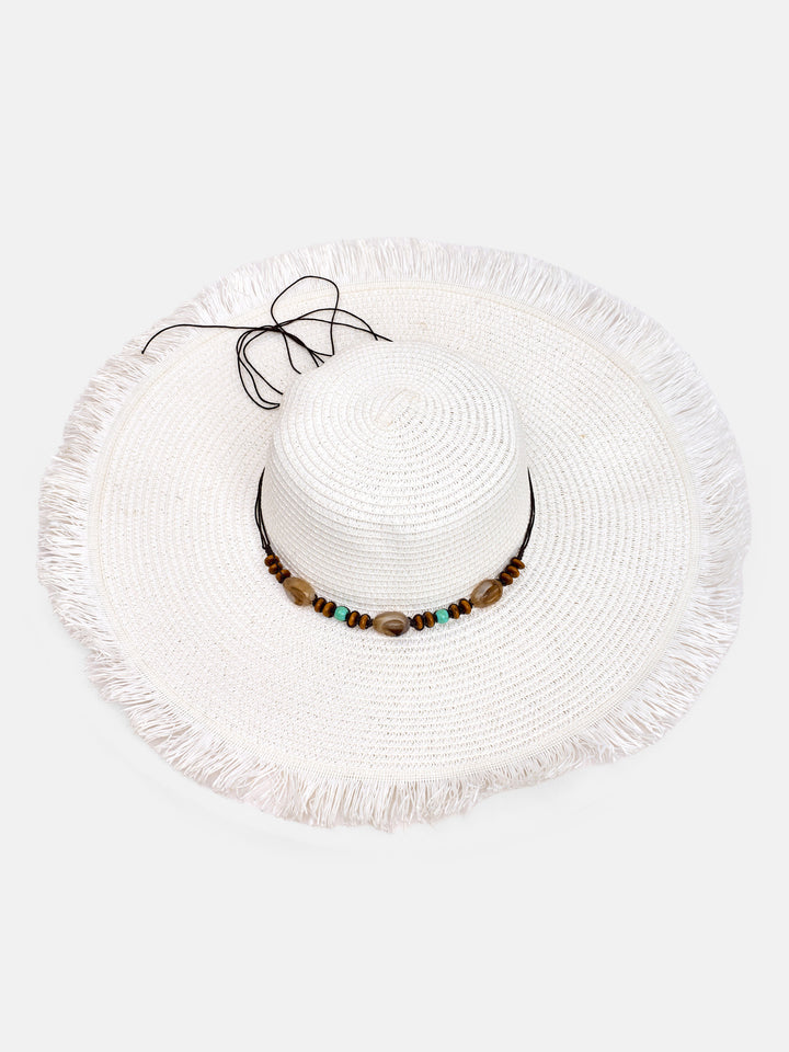 Unfinished beach hat with beads
