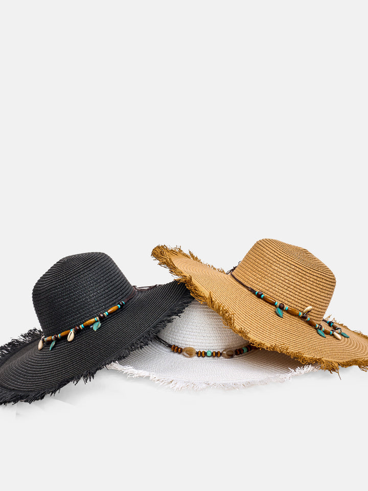 Unfinished beach hat with beads