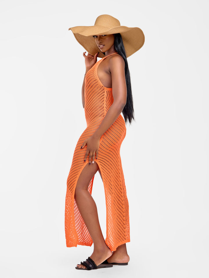 Orange knit dress