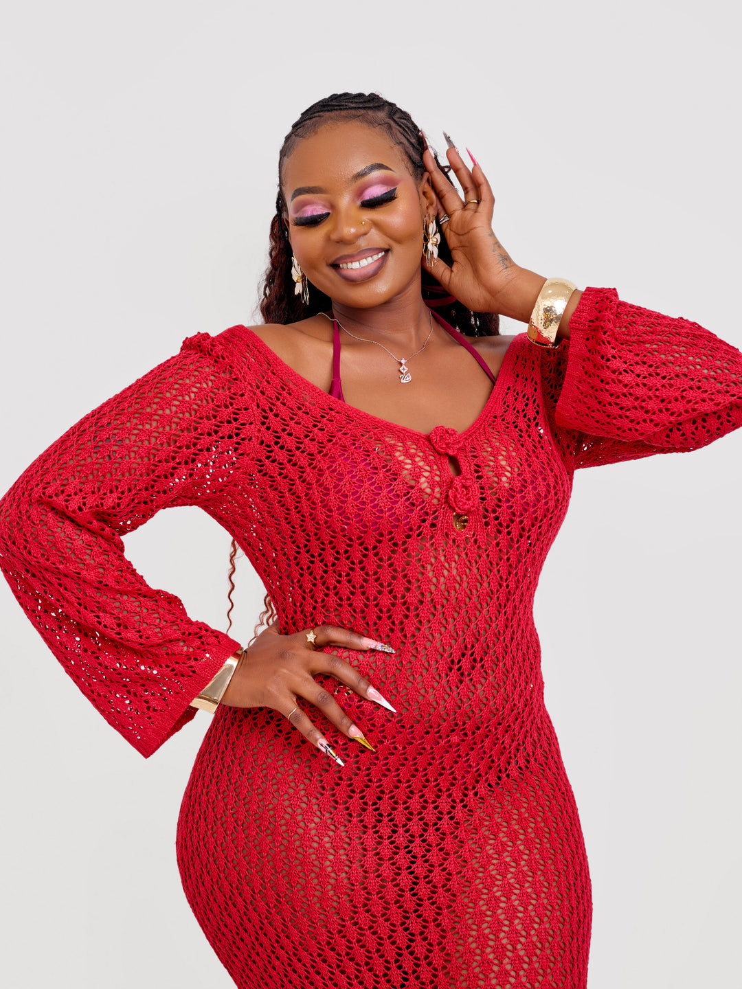 Long sleeve crotchet dress