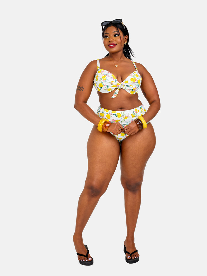 Lemon printed sculpting bikini