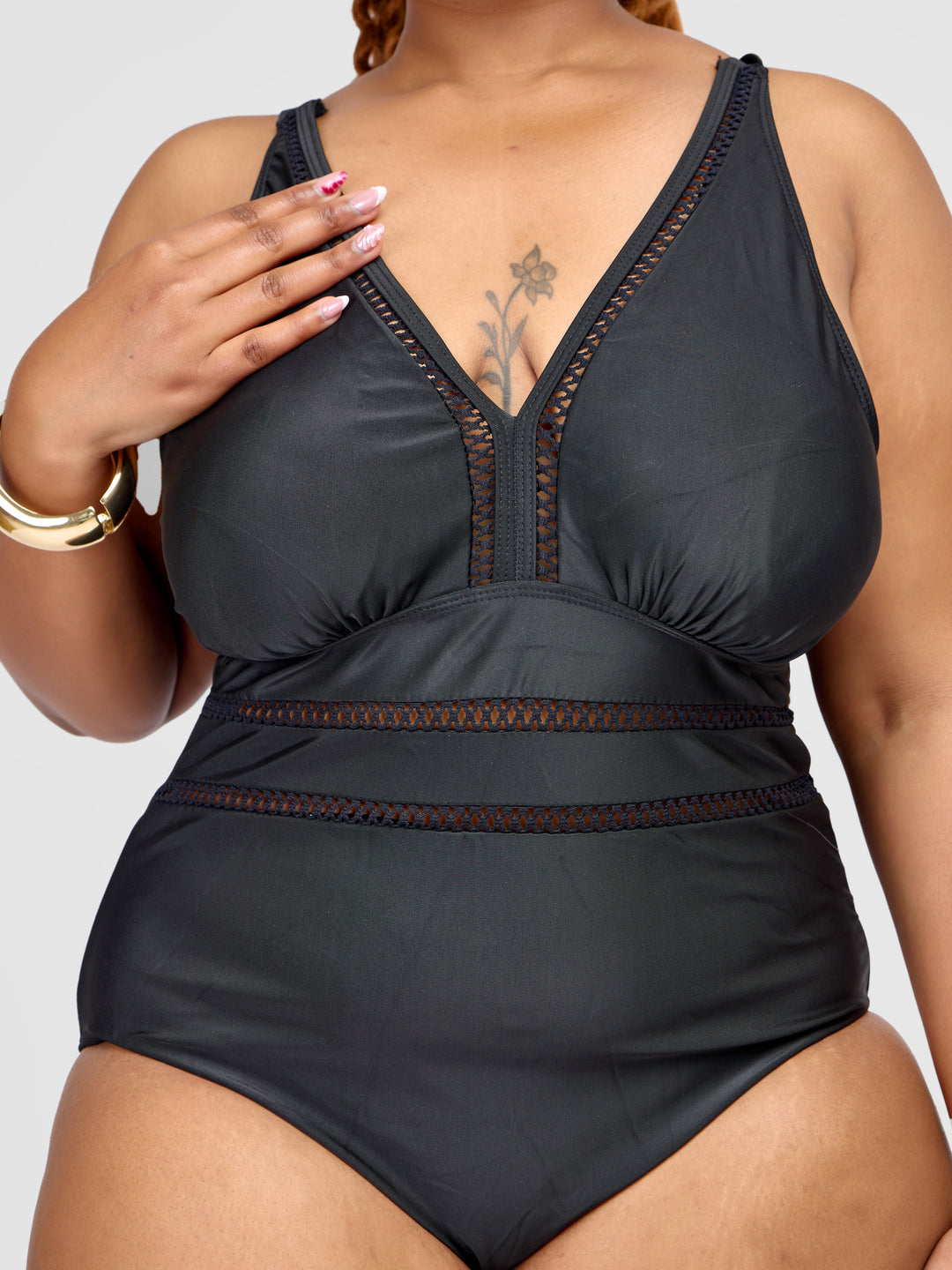 One piece with mesh details