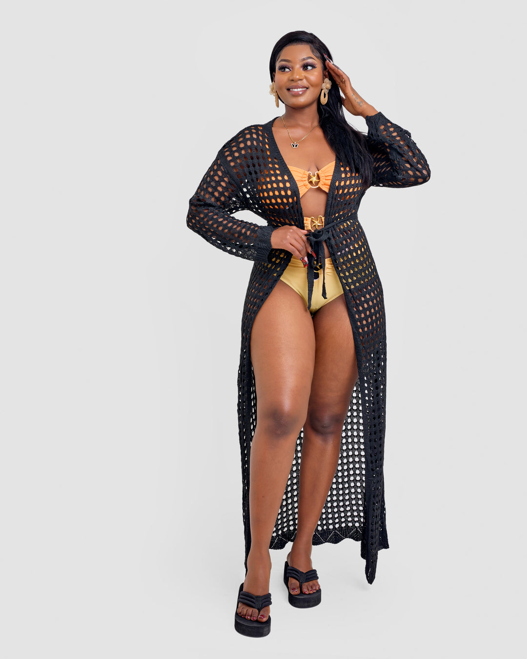 Crotchet kimono black