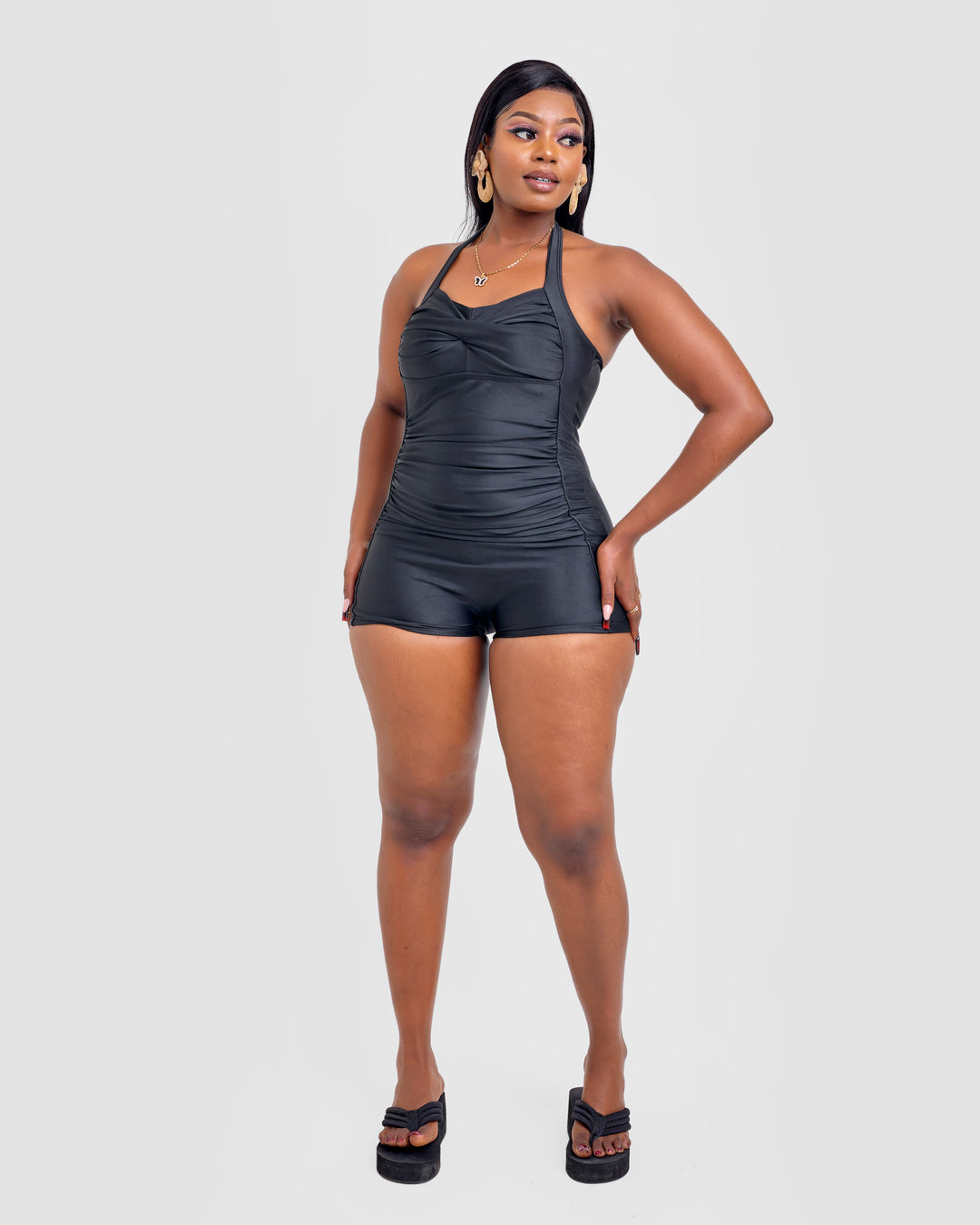 Black halter 1pc short