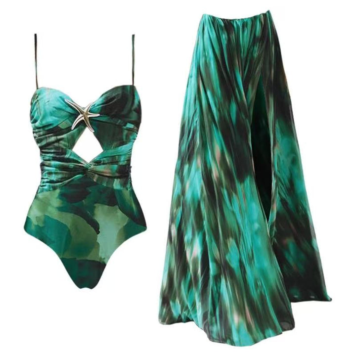 Illusion One-Piece Swimsuit with Cover Up
