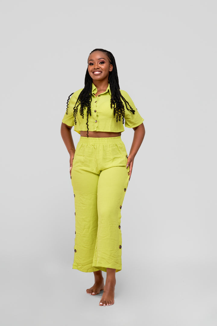 Green 2 pc midi trouser set