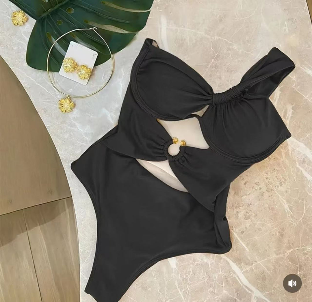 Cut-Out One-Piece Swimsuit with Underwire