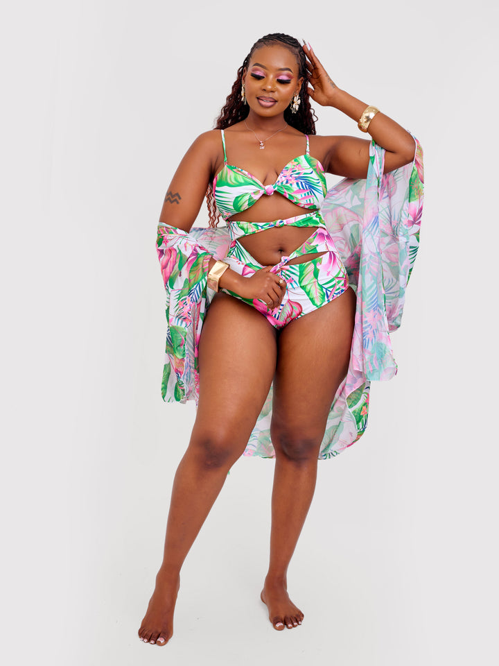2pc floral 1pc with cover up