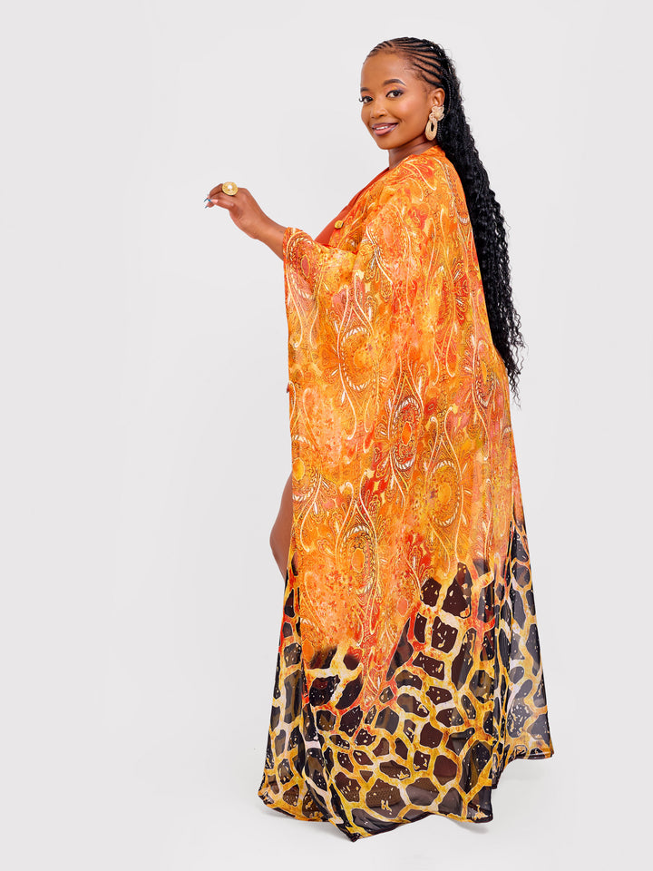 Animal print button down kimono