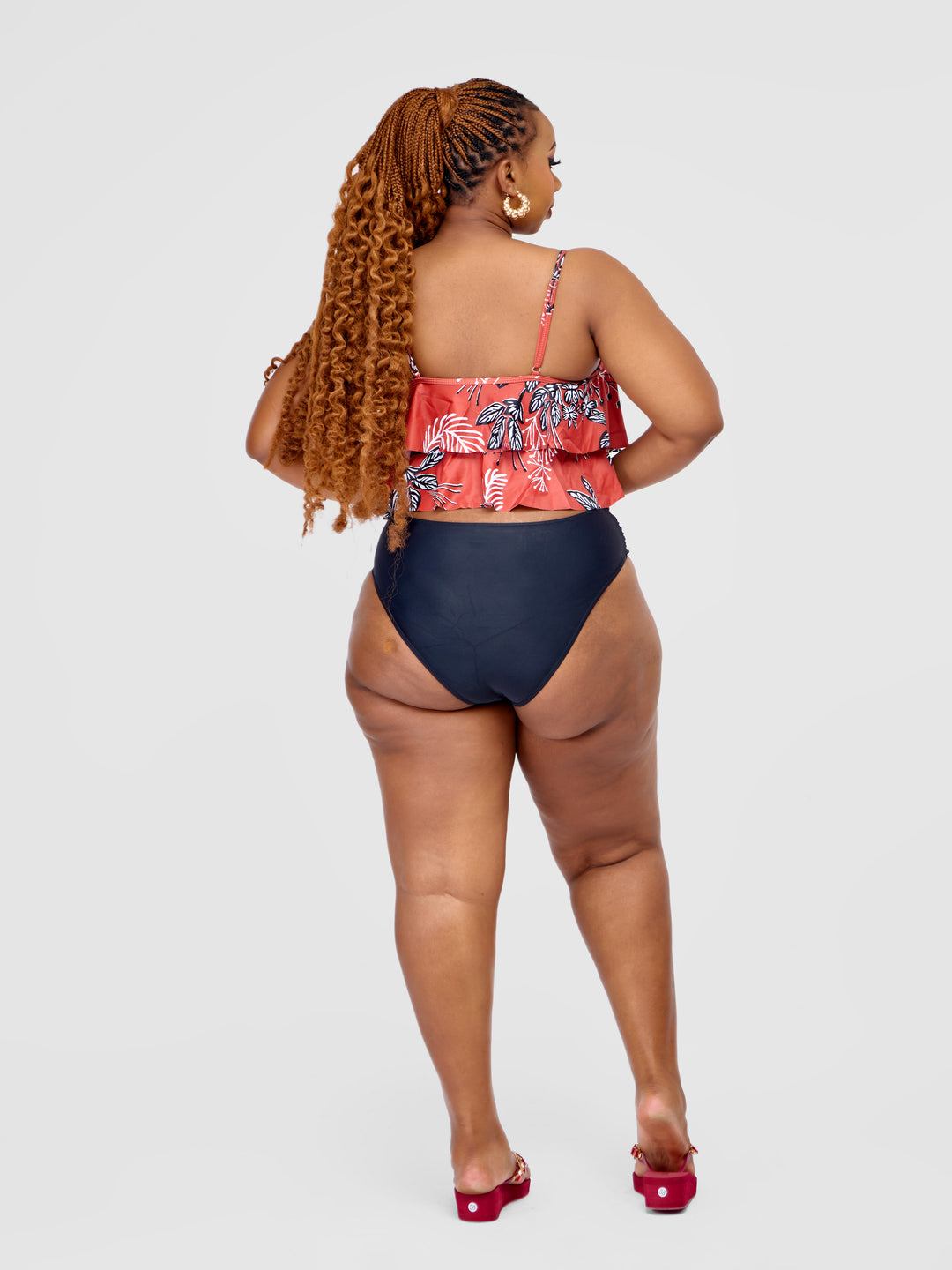 Layered Tankini with High-Waist Bottoms