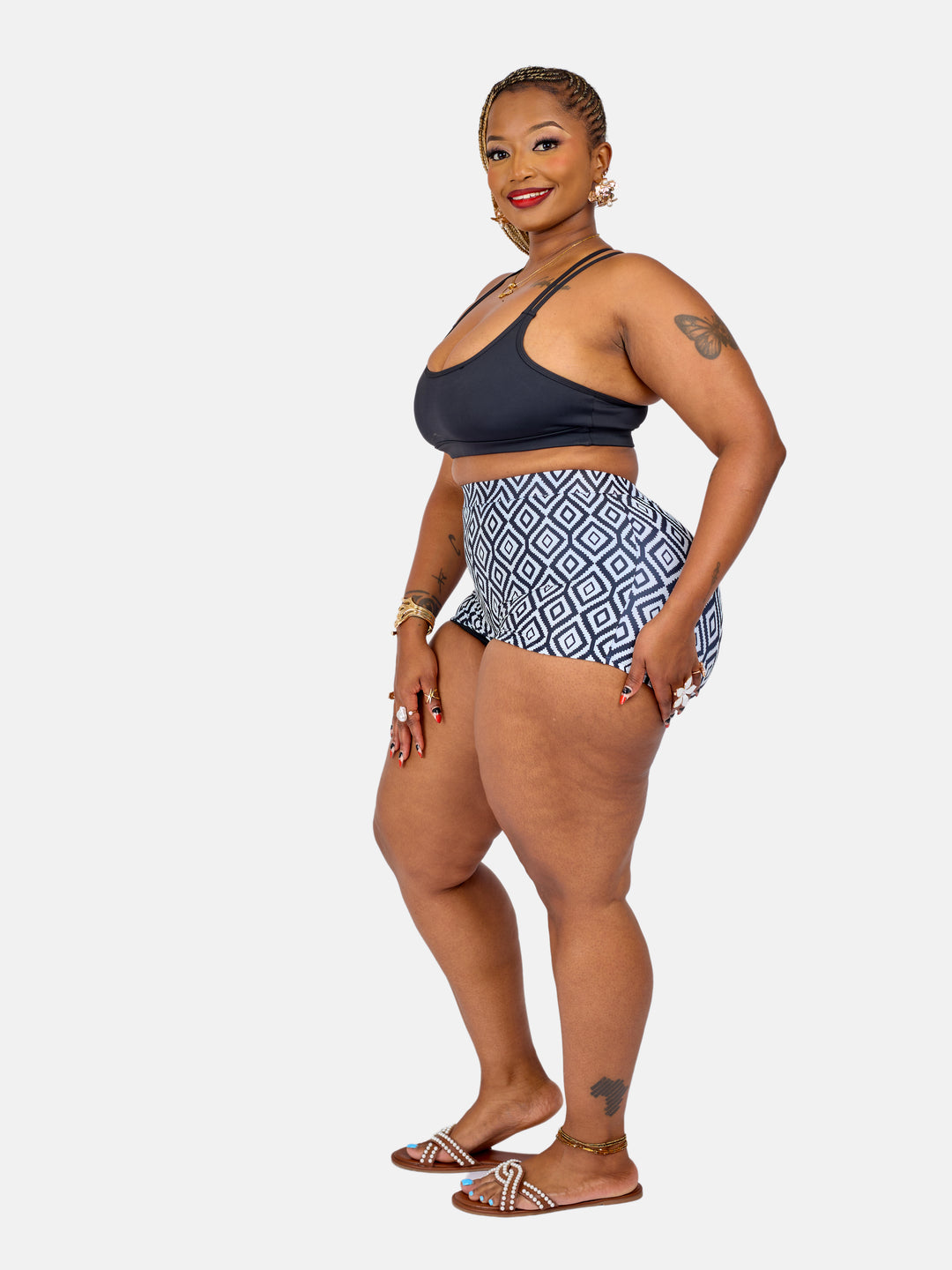 High waisted bikini shorts