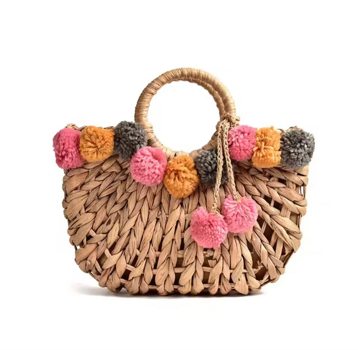 Beach bag with pompom
