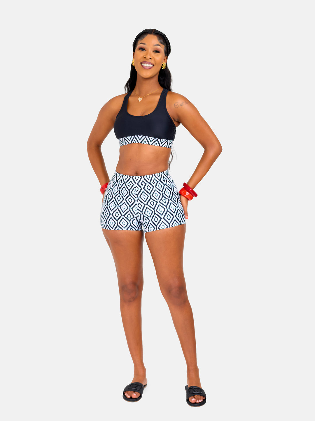 High waisted bikini shorts