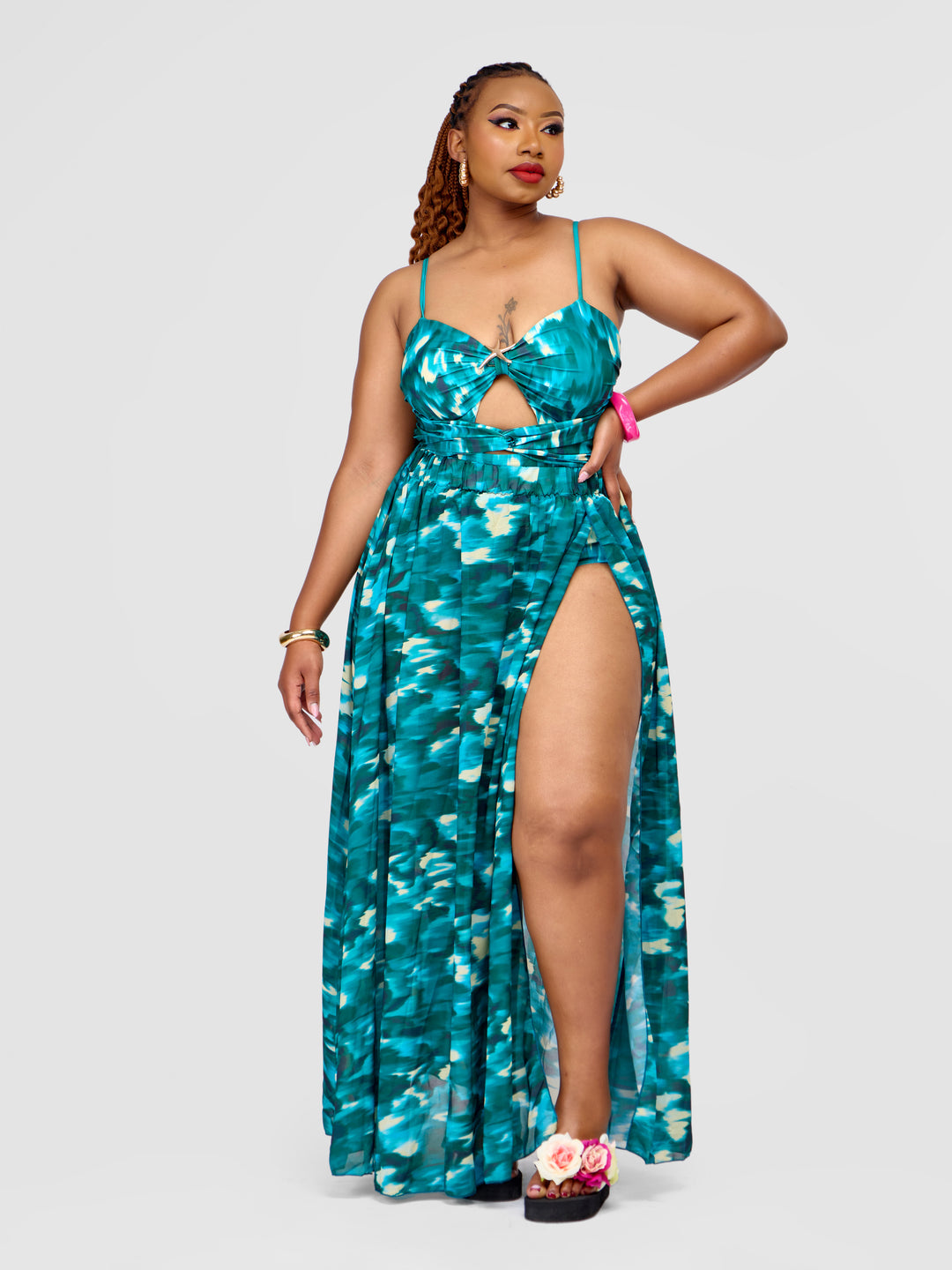 Illusion one piece swimsuit with cover up