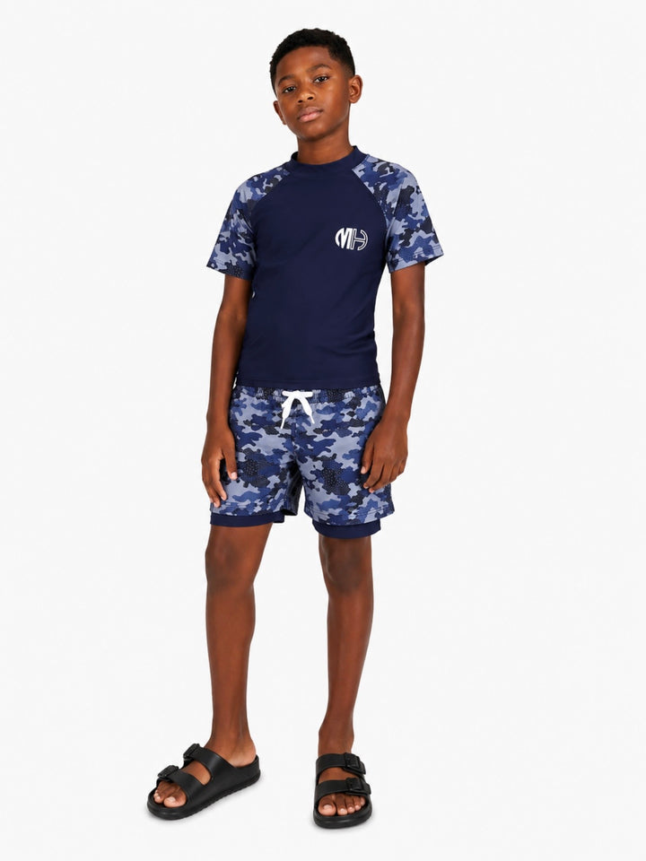 2pc boys' swim set with compression tights