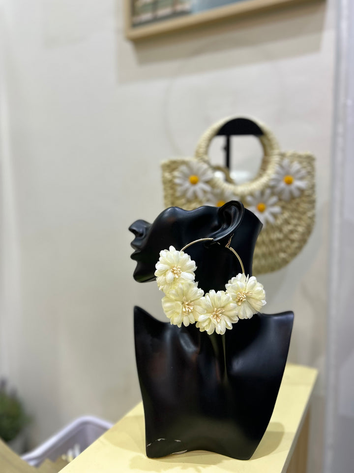 Floral hoop earrings