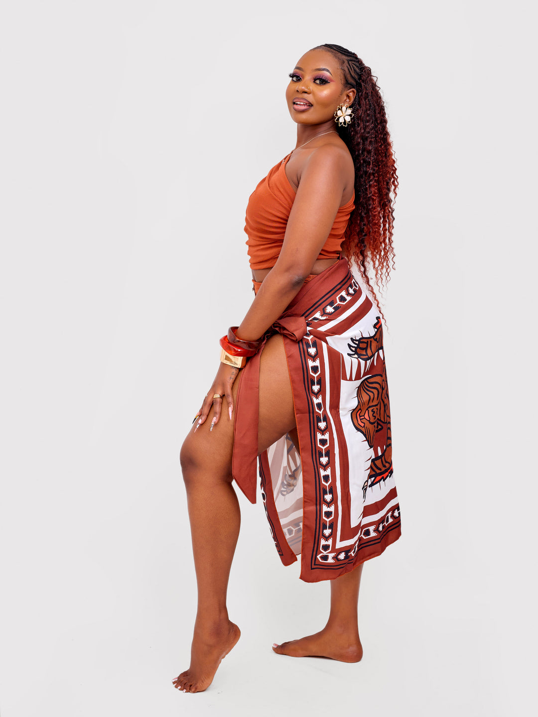 One hand bikini with sarong