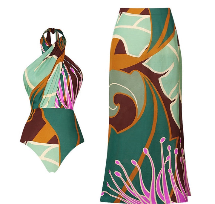 Illusion One-Piece Swimsuit with Cover Up