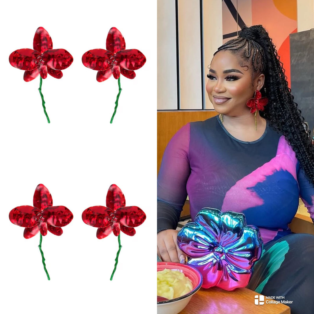 Red dangling earrings