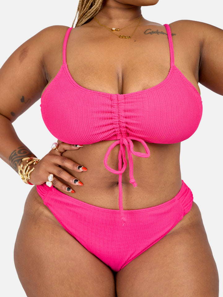 Ribbed high cut bikini