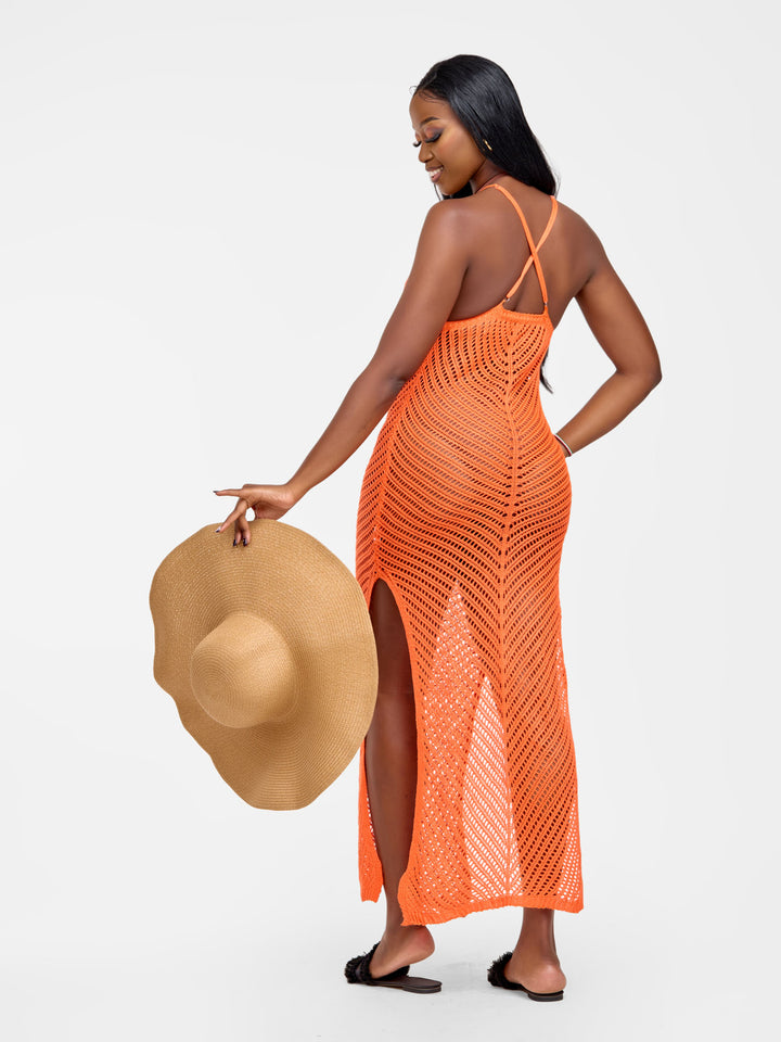 Orange knit dress