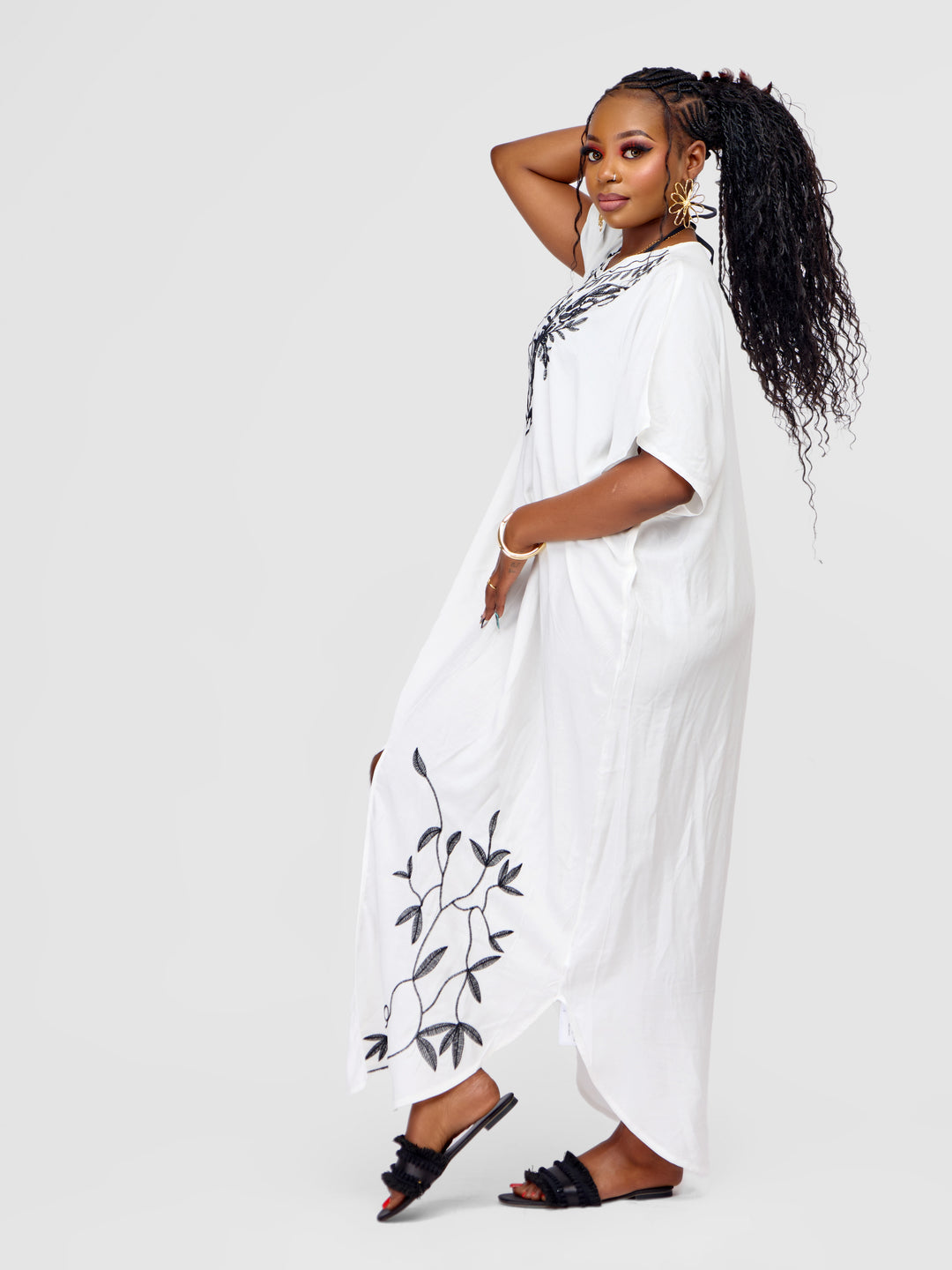 Embroidered White Beach Kaftan