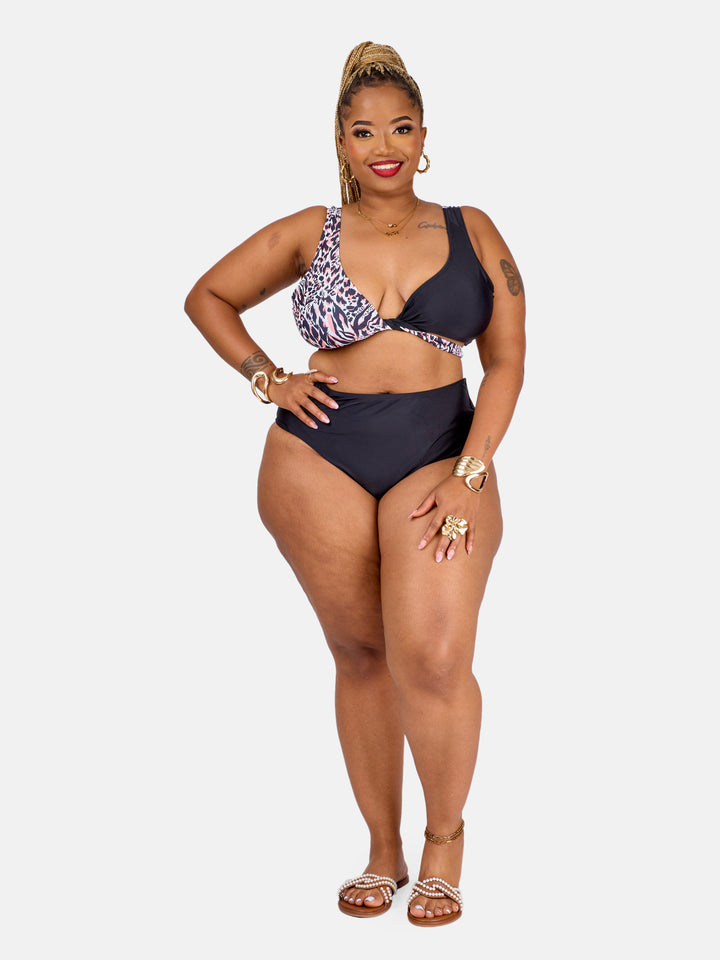 Printed criss cross bikini