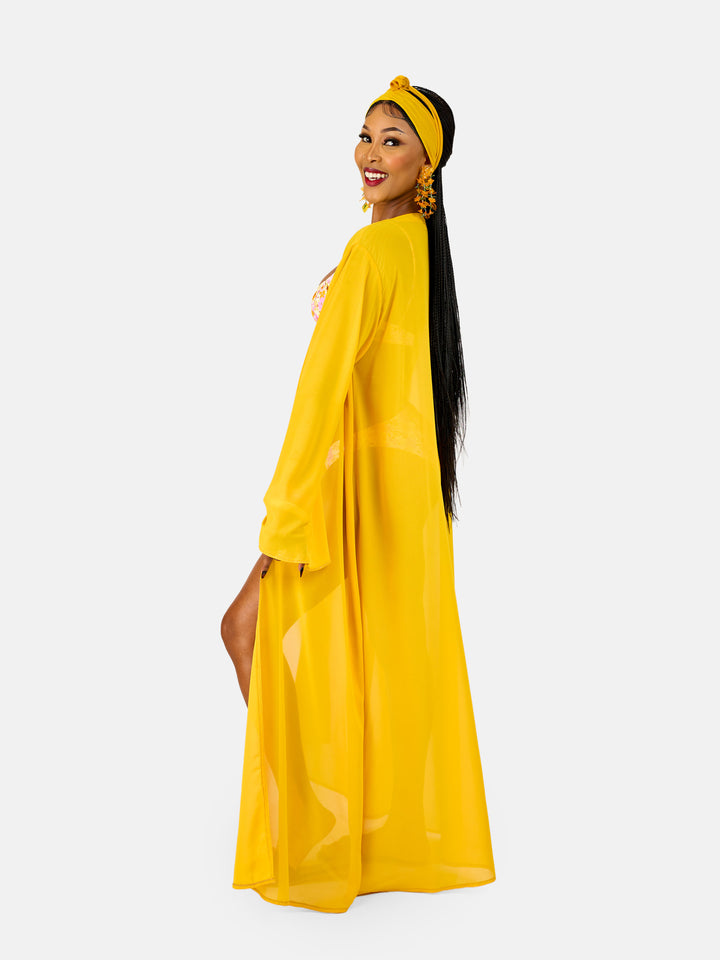 Plain belted kimono