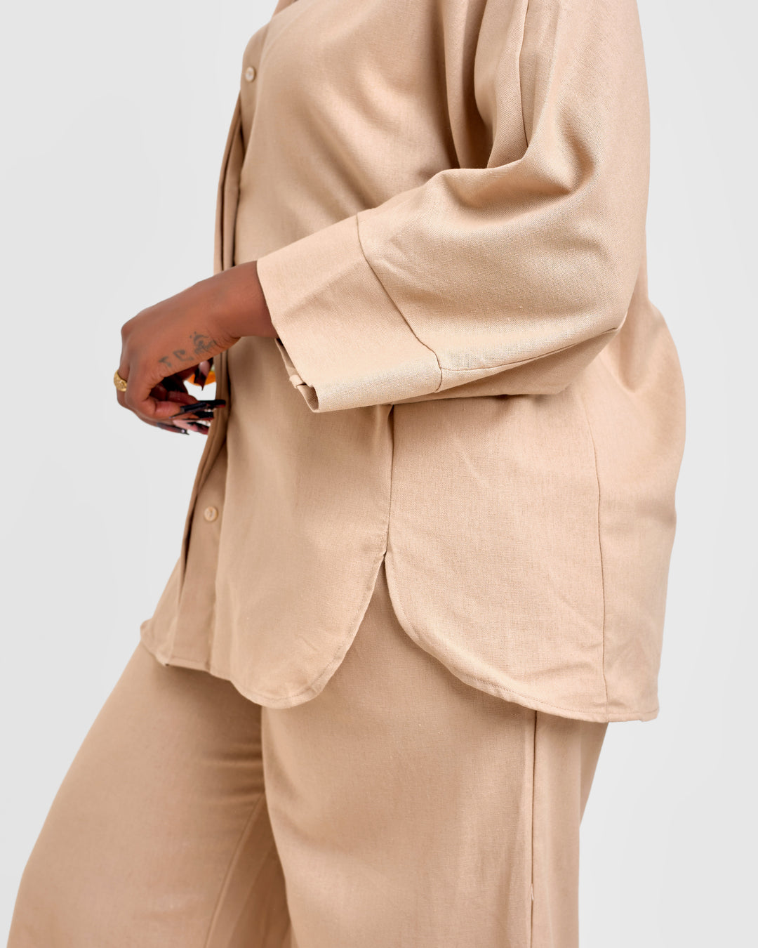 Linen blend 2pc trouser set