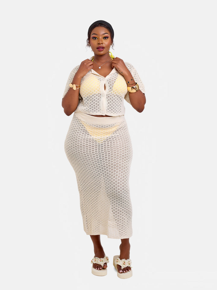 2pc knit beach skirt set