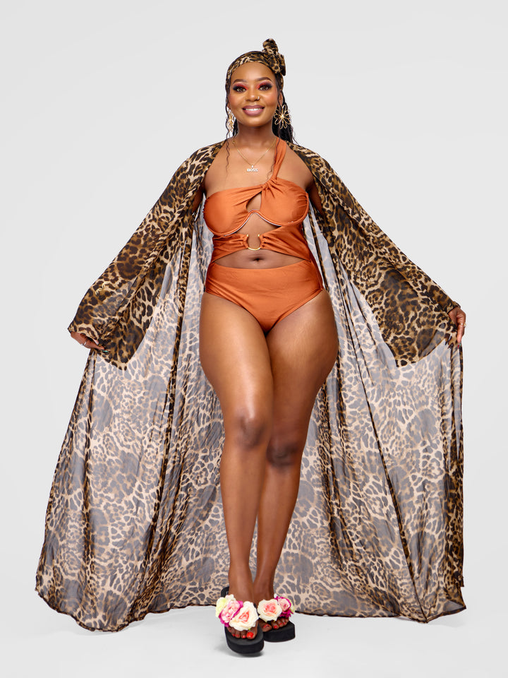 Animal print kimono