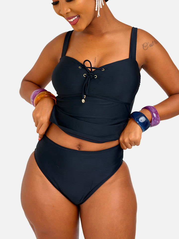 Bikini with coverage tankini top