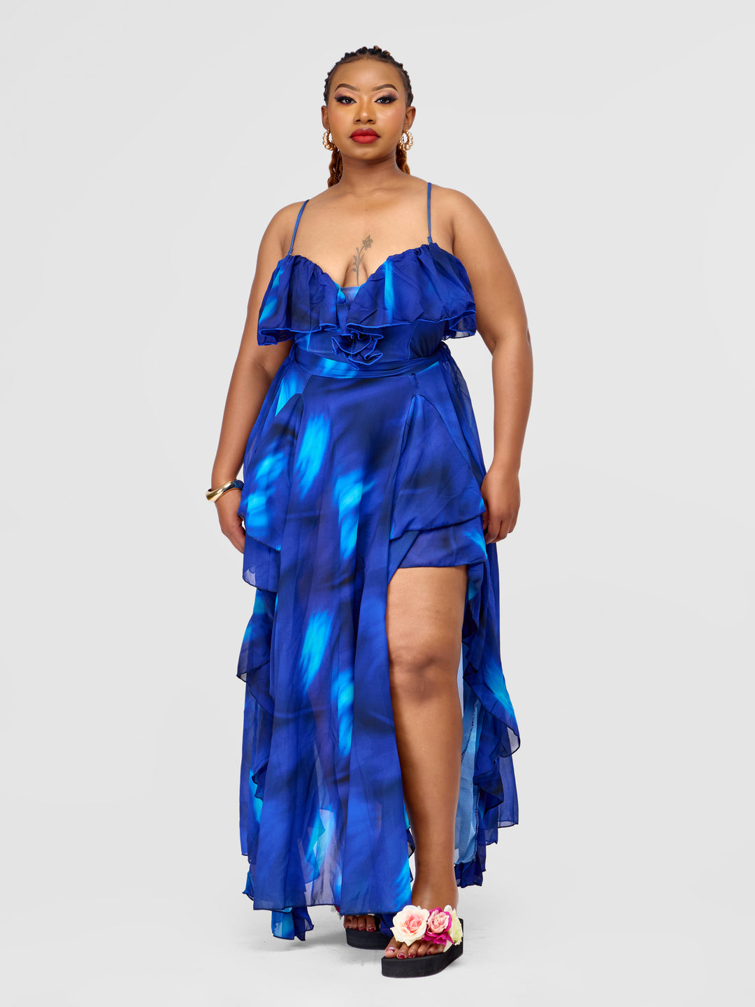 Illusion One-Piece Swimsuit with Flowing Cover Up