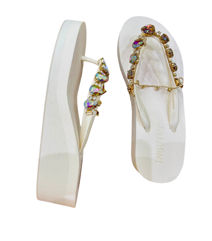 Rhinestone wedge sandals