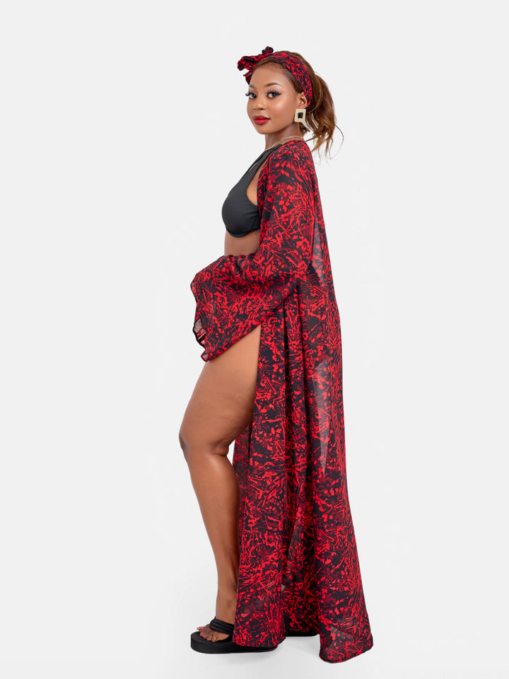 Red print kimono