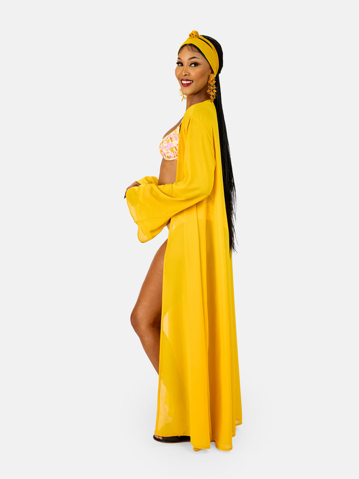 Plain belted kimono