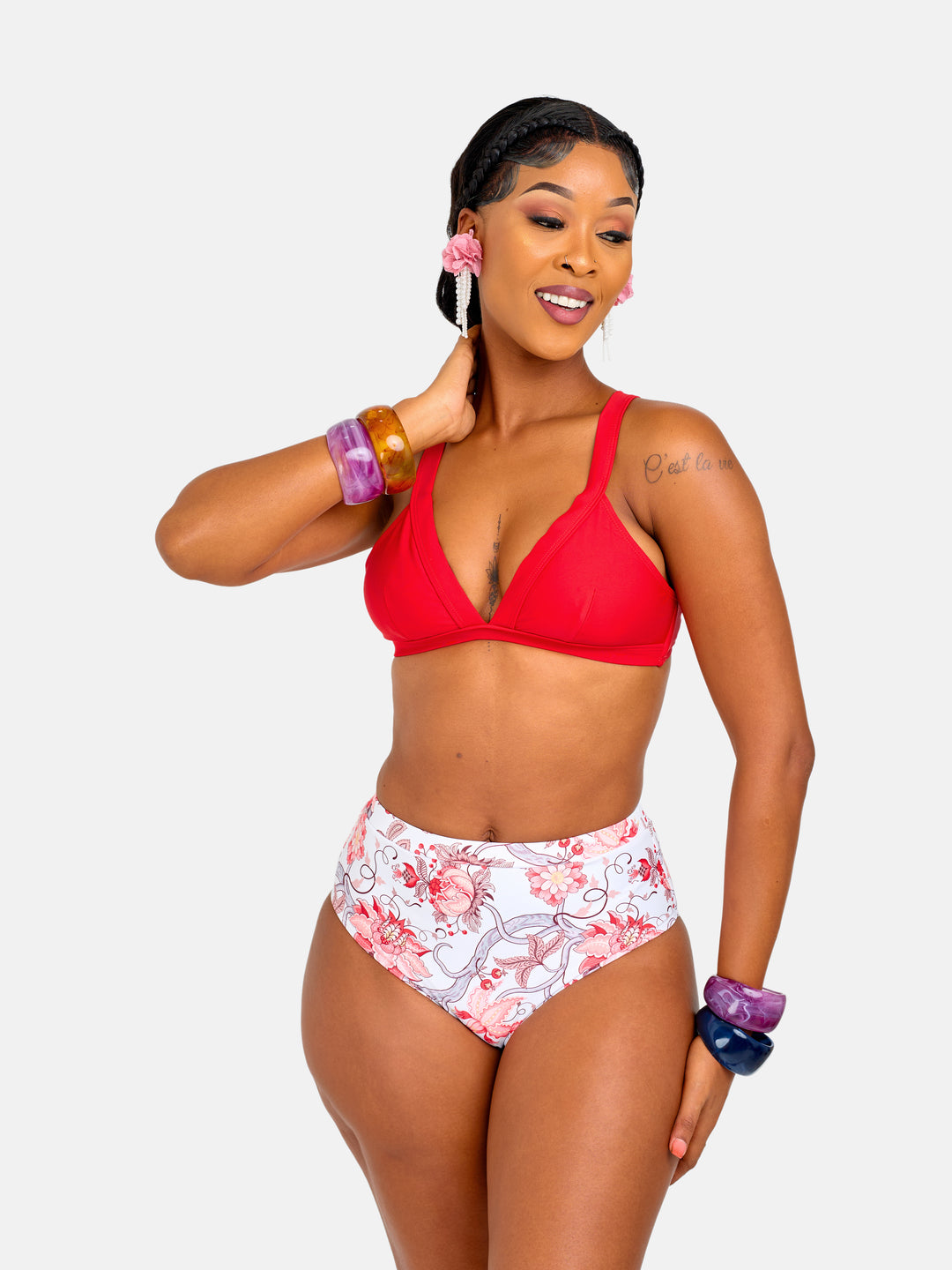 Classic floral high waist bikini