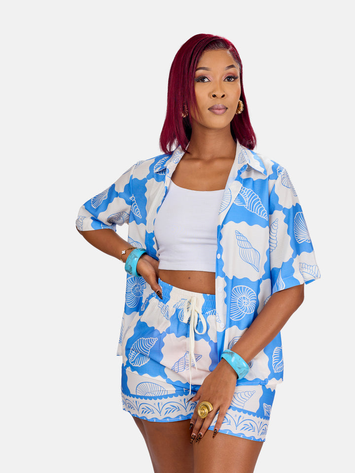 Shell button down short set