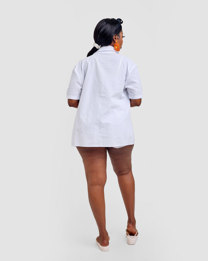 Patched pocket short & shirt set