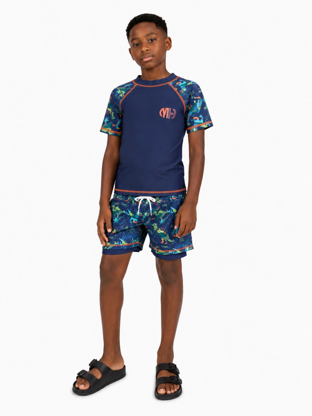 2pc boys' swim set with compression tights