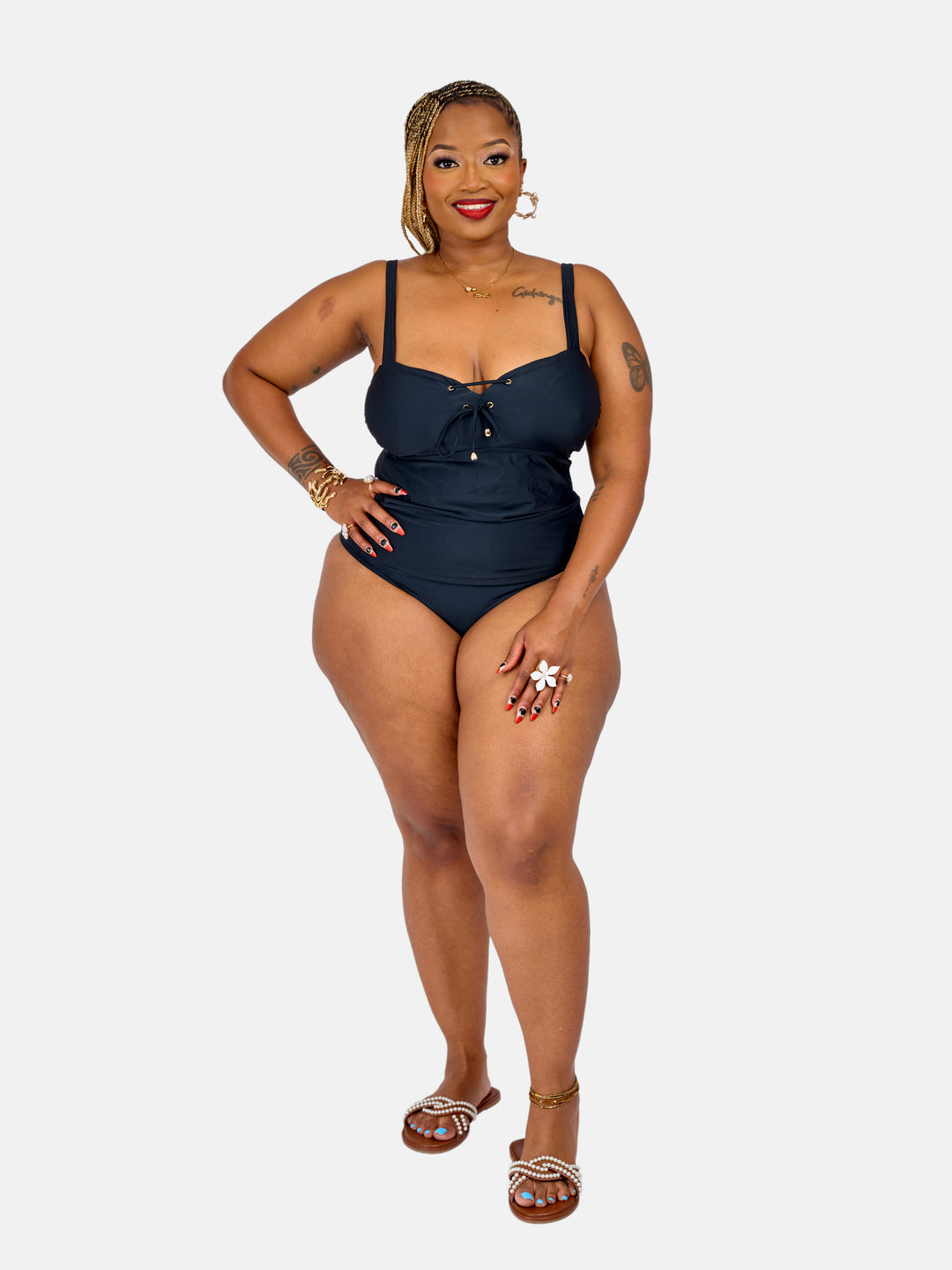 Bikini with coverage tankini top