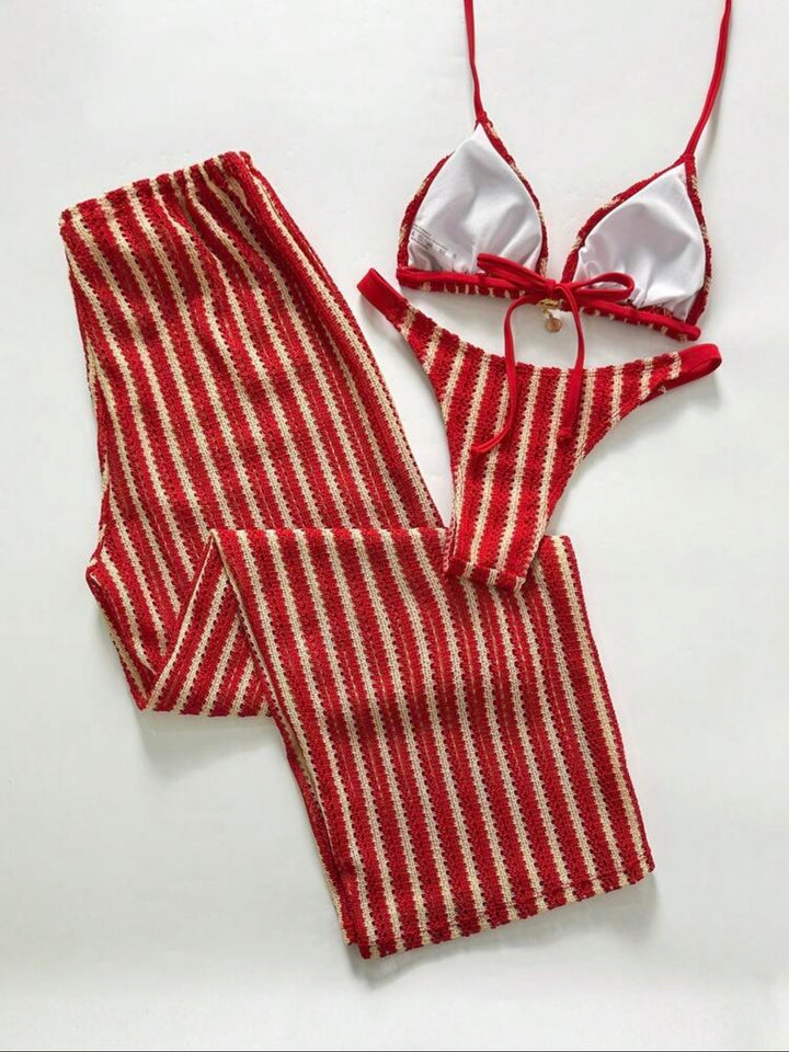Women’s contrast stripe bikini set