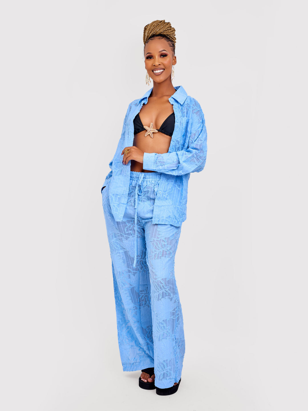 Lace vacation 2pc trouser set