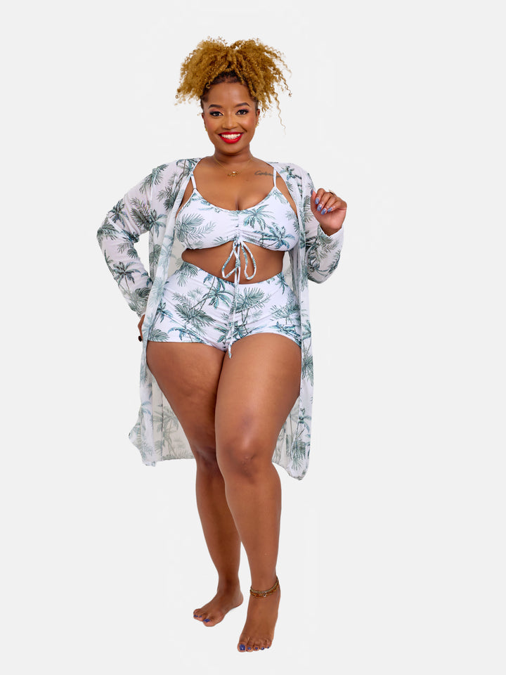 High waisted bikini shorts with cover up