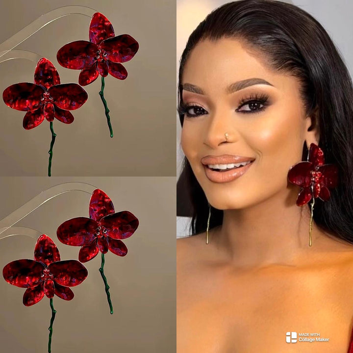 Red dangling earrings