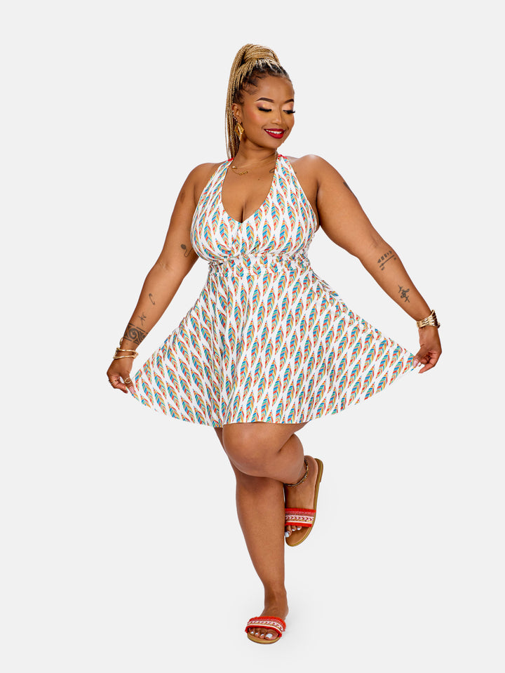 Printed modest swim dress