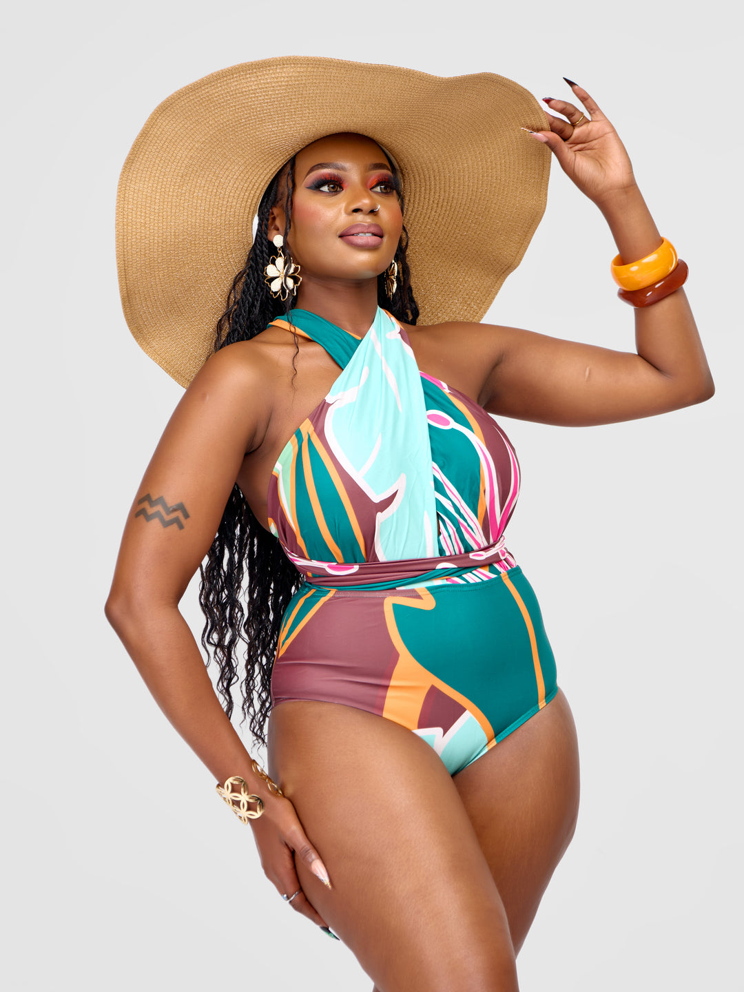 Illusion One-Piece Swimsuit with Cover Up
