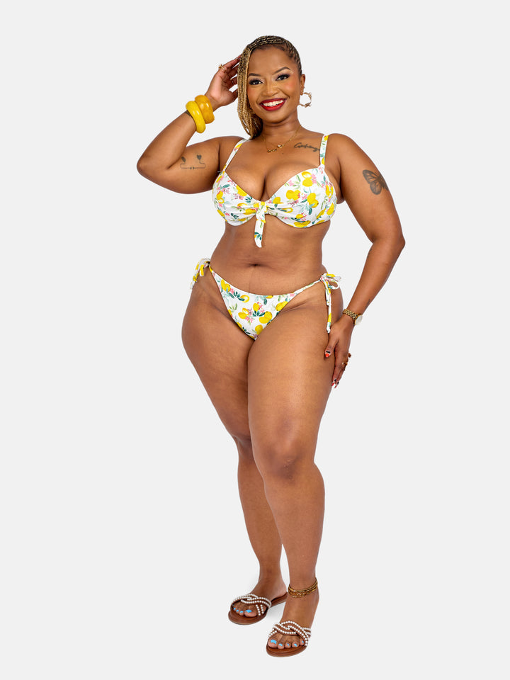 Lemon printed sculpting bikini