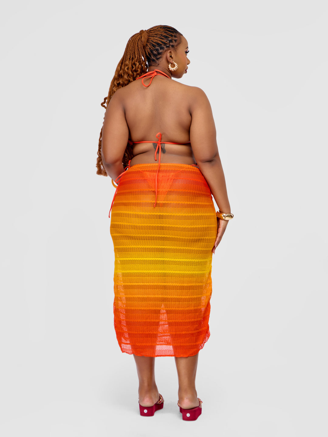 3pc Ombre Bikini with Matching Skirt Cover Up