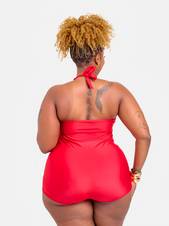 Halter one piece with shorts